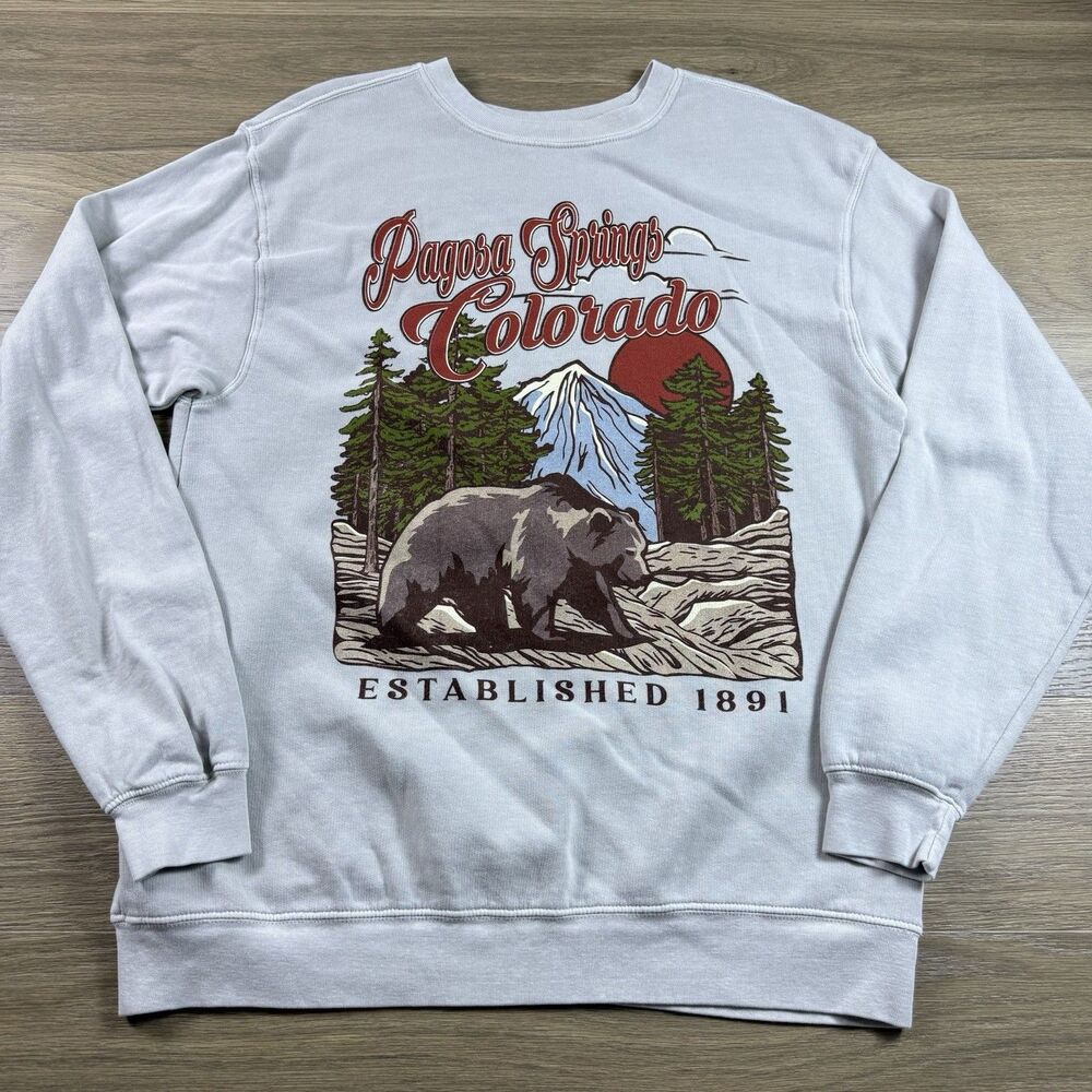 Blue 84 Sweatshirt Adult Medium Crew Pagosa Springs Colorado Outdoor Bear
